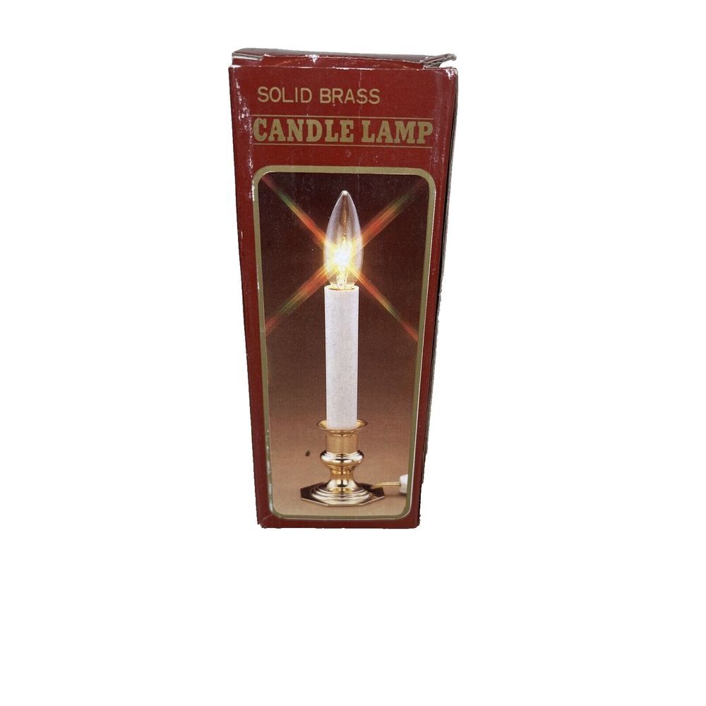 Solid Brass Vintage Electric Window Pane 9 Inch Candle Christmas‎ or Decoration